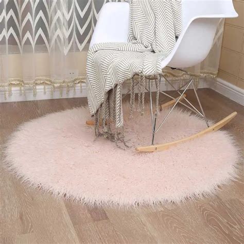 MUZZI round faux fur rug Wool Beach carpet Living Room Table Cushion ...