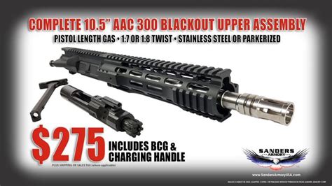 COMPLETE 10.5" 300 AAC Blackout Stainless Steel Upper Assembly | | 300 ...