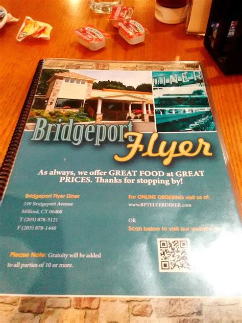 Menu at Bridgeport Flyer Diner restaurant, Milford