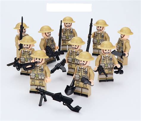 10pcs WW2 British Soldiers Army Compatible Lego WW2 Soldiers