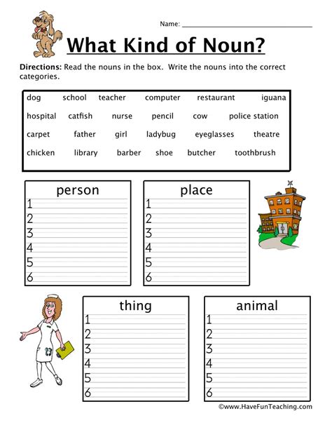 Noun Fill in the Blanks Worksheet - Have Fun Teaching | Nouns worksheet ...