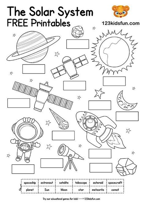 Solar System Worksheets for Kids | 123 Kids Fun Apps | Solar system ...