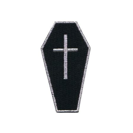 Black Coffin With Cross Patch Casket Bury Gothic Embroidered Iron On ...