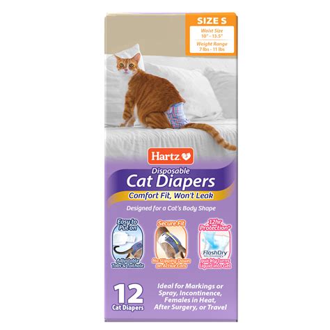 Hartz® Disposable Cat Diapers with FlashDry® Gel Technology, Size S, 7 ...