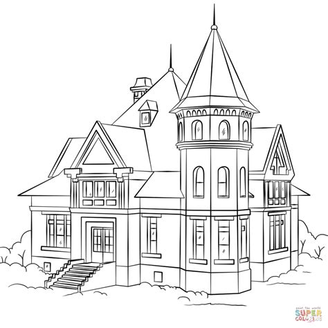 Download or print this amazing coloring page: Victorian House coloring ...