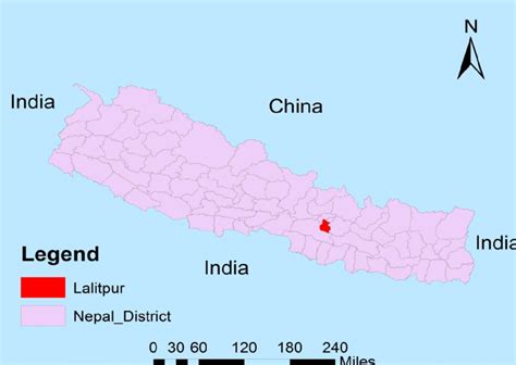 Location of Lalitpur district (red) in the map of Nepal | Download ...