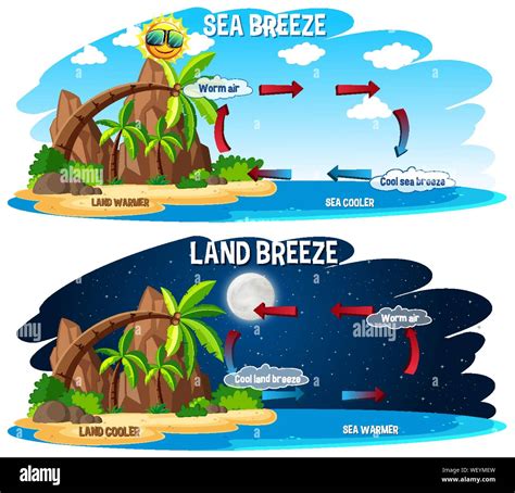 Science poster design for sea and land breeze illustration Stock Vector ...