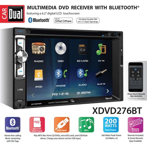 Dual Electronics XDVD276BT 6.2 inch LED Backlit LCD Multimedia Touch ...