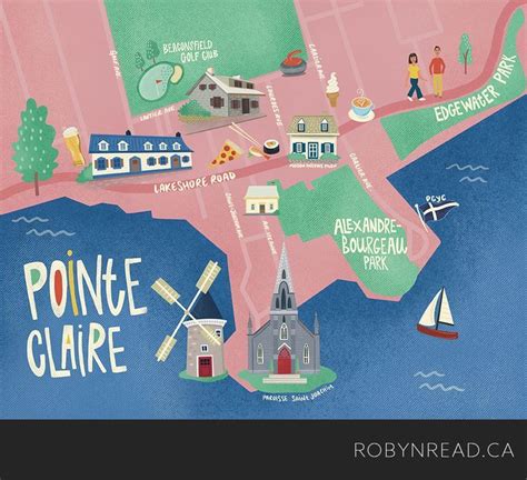 Illustrated Map of Pointe Claire, Quebec | Illustrated map, Edgewater ...