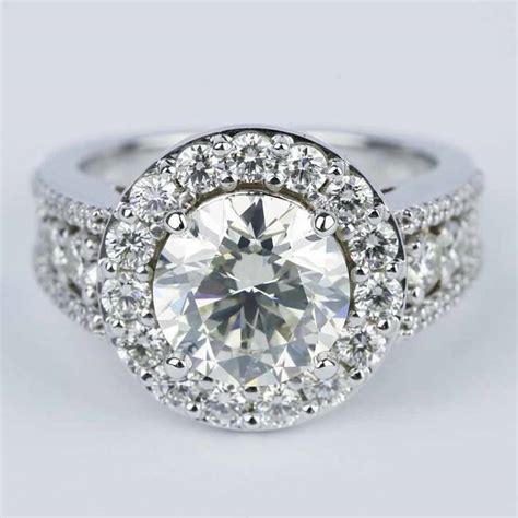 Large Halo Diamond Engagement Ring (3.50 Carat)