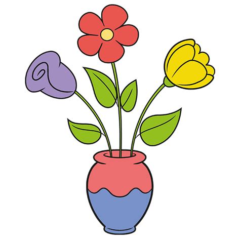 How to Draw Simple Flowers in a Vase - Really Easy Drawing Tutorial