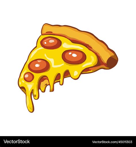 Pizza slice with dripping cheese Royalty Free Vector Image