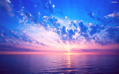 Beautiful pink sky above the ocean wallpaper | Sunrise pictures ...