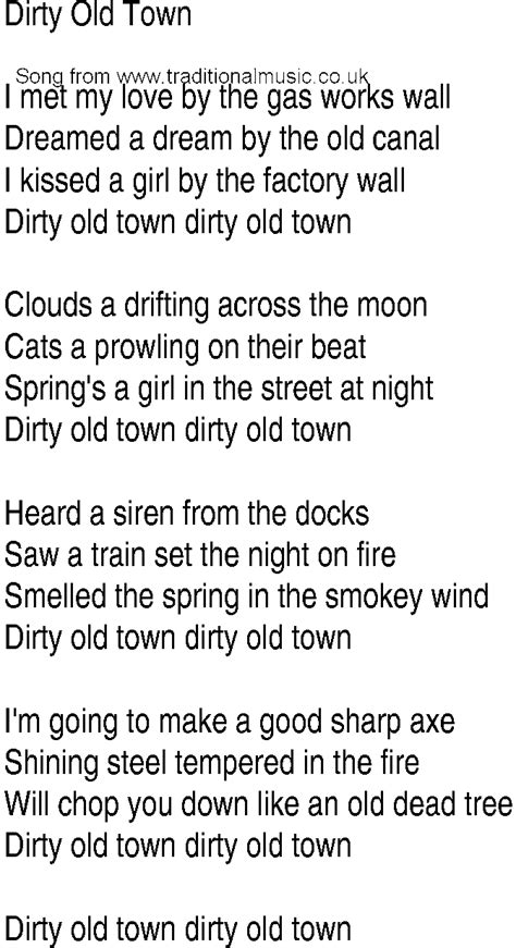 Irish Music, Song and Ballad Lyrics for: Dirty Old Town