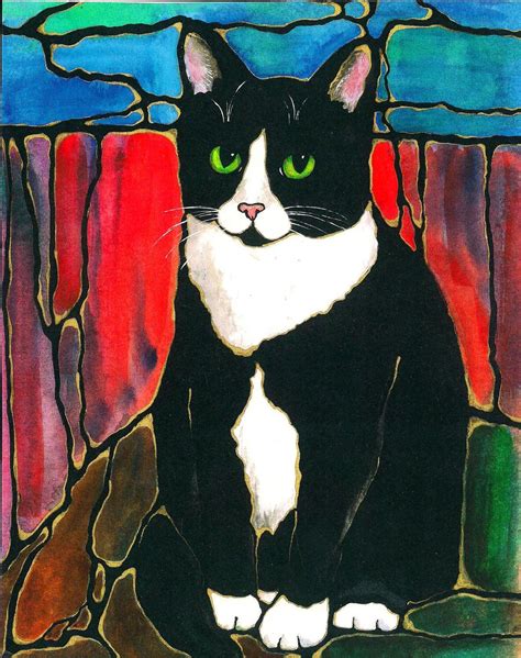 Darling Tuxedo Cat Art 10.5x8 Print of | Etsy | Cat painting, Cat stain ...