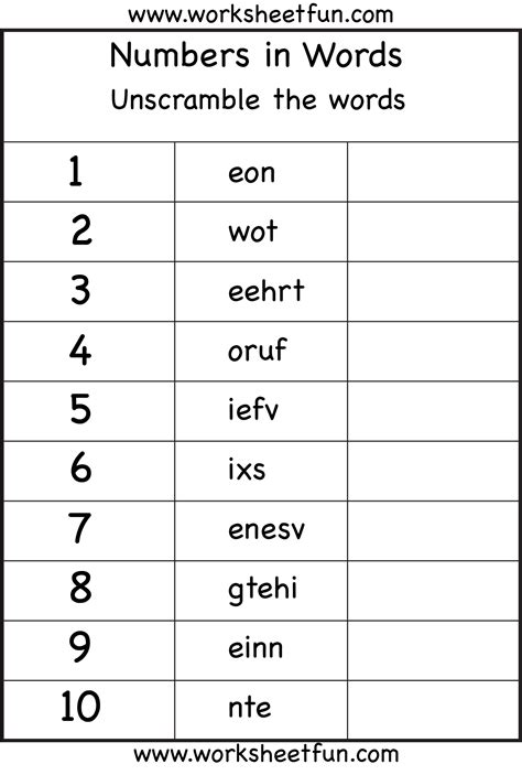 Numbers in Words Worksheet | Number words worksheets, Spelling ...