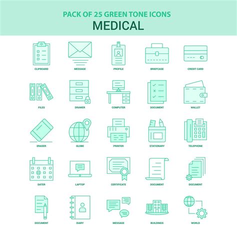 25 Green Medical Icon set 14088566 Vector Art at Vecteezy