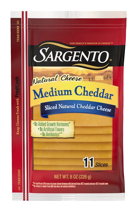 Sargento Sliced Medium Natural Cheddar Cheese, 8 oz, 11 Count – Walmart ...