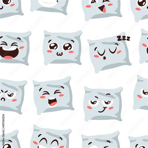 Hand Drawn Funny Pillow Emoji. Cartoon Character Sleeping Element ...