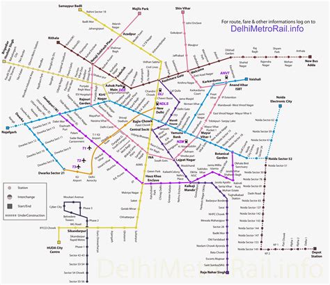 Delhi Metro Train Route Map