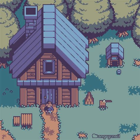 ArtStation - Cabin in the forest topdown pixelart, Nikita Solo | Pixel ...