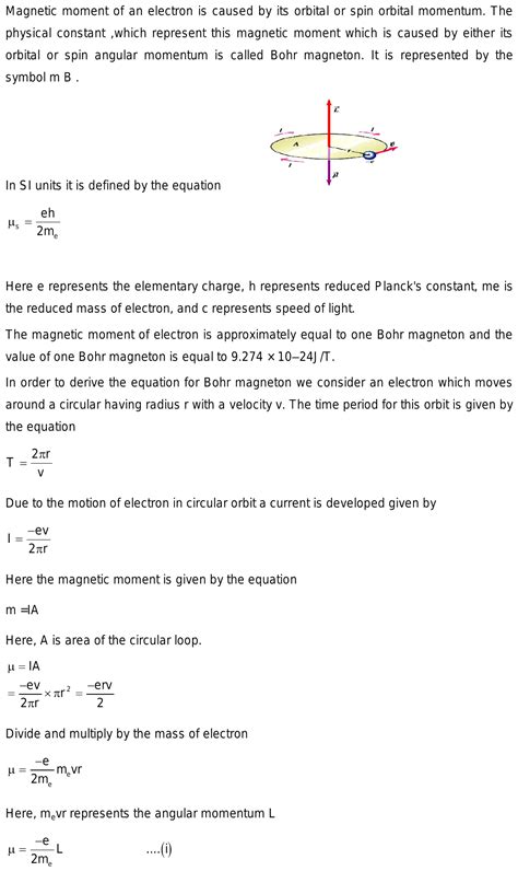 What is the formula of bohr magneton and its expression and value