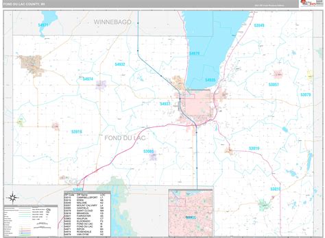 Fond du Lac County, WI Wall Map Premium Style by MarketMAPS - MapSales