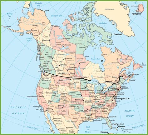 Political Map Of The Us And Canada - Fawnia Susanetta