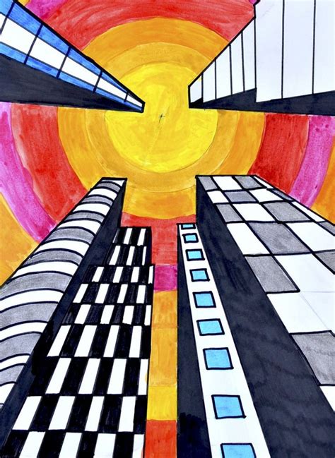 Buildings in one point perspective | Perspective art, Elements of art ...