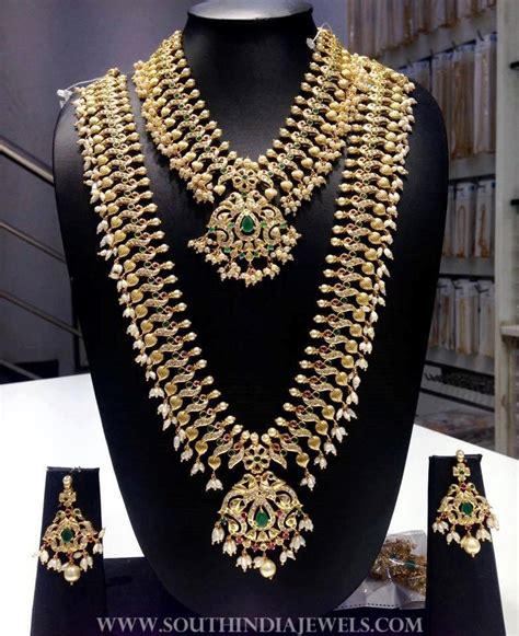 1 Gram Gold Bridal CZ Stone Jewellery Set - South India Jewels