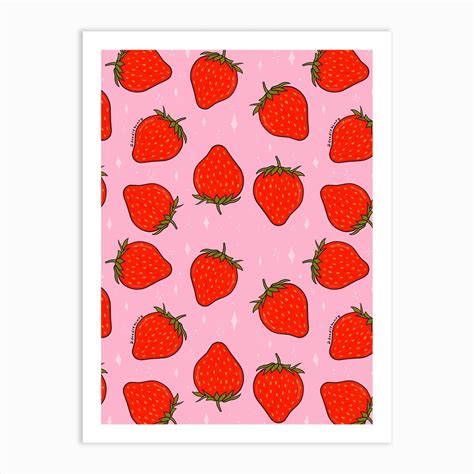 Strawberry Print Art Print | Strawberry art, Diy art painting, Mini ...