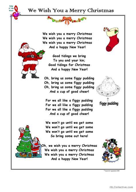 Christmas Song We Wish You a Merry C…: Deutsch DAF Arbeitsblätter pdf & doc