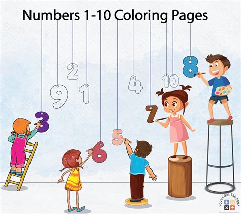 6 Numbers 1-10 Coloring Pages | Free Printable