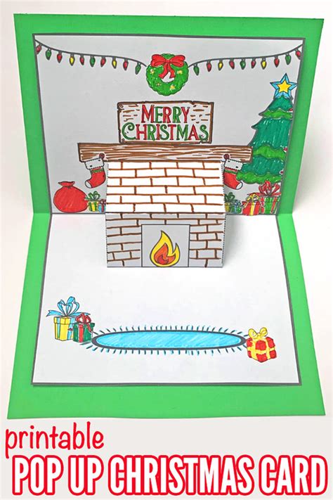 Christmas Pop Up Card Printable: Decorate the Holiday Mantlepiece