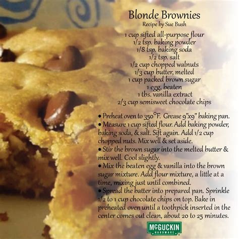 January 22nd is National Blonde Brownie Day! www.mcguckin.com | Blonde ...