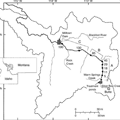 Site location map of the Clark Fork River, Montana, USA, Station ...