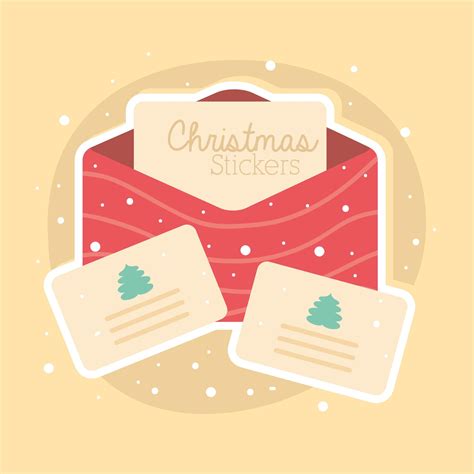 christmas envelope and stickers 4629767 Vector Art at Vecteezy