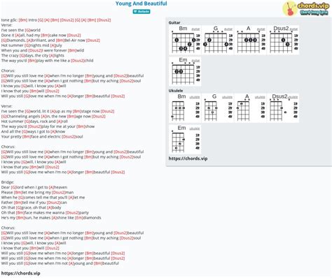 Hợp âm: Young And Beautiful - cảm âm, tab guitar, ukulele - lời bài hát ...