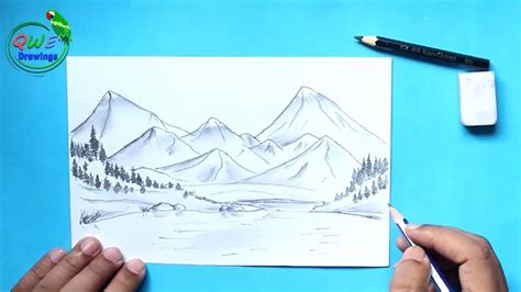 Mountain Scenery Drawing Easy Pencil Sketch - YouTube