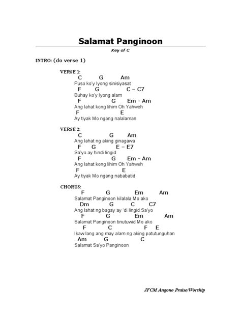 Salamat Salamat O Panginoon Chords - panginoon mayaman