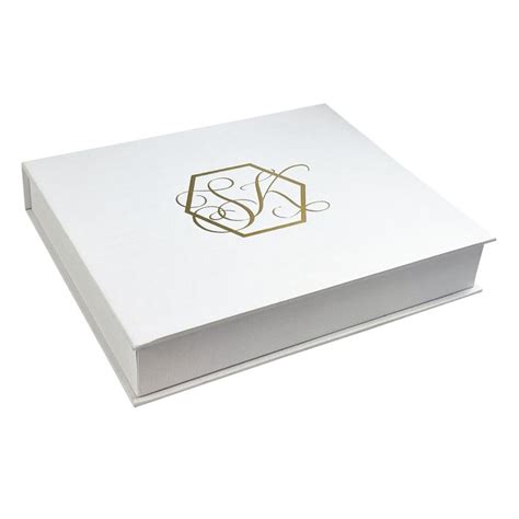 White Paper Invitation Card Box Featuring Gold Foil Stamped Custom ...