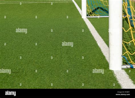 Closeup of football soccer field. White lines Stock Photo - Alamy