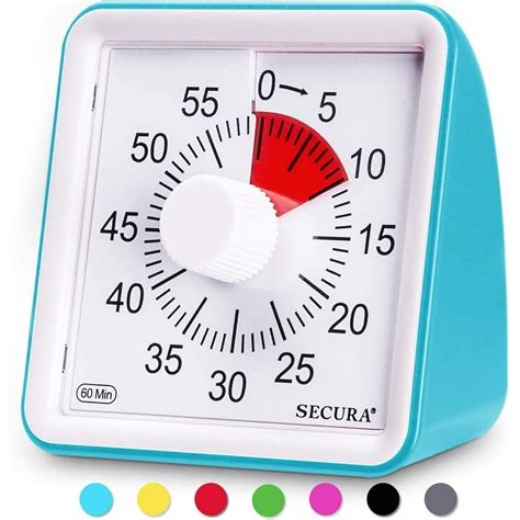 Secura 60-Minute Visual Timer, Classroom Countdown Clock, Silent Timer ...