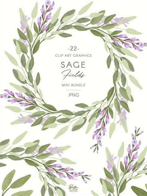 Sage Flowers & Foliage Clip Art Botanical Gouache | Etsy