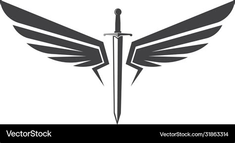 Sword wings logo icon design Royalty Free Vector Image