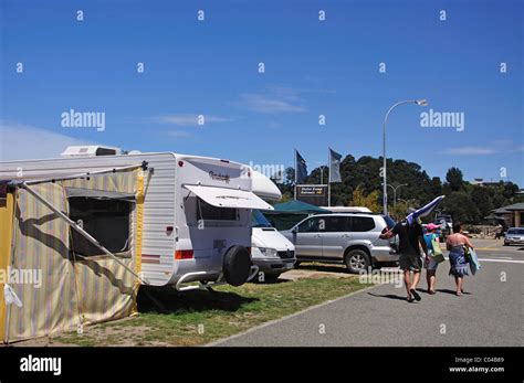 Camping ground at Kaiteriteri Beach, Motueka, Tasman Region, South ...