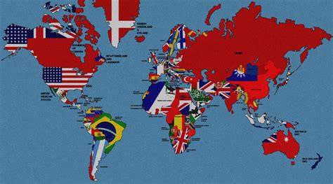 A (mostly) accurate world map depicting all flags of the respective ...