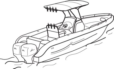 Center Console Boat Clip Art Sketch Coloring Page