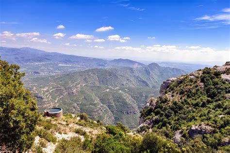 Panoramic View from Montserrat Mountains Near Barcelona, Spain Stock ...