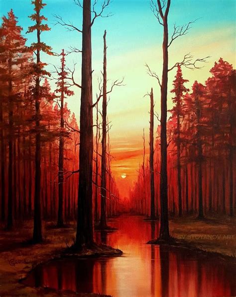 Before the Night Painting | Original landscape painting, Landscape ...